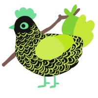 Highly Radioactive, a black and lime chicken with a double-lace pattern