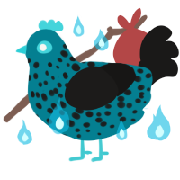 Blue Baby, a sea and sable chicken with a speckle pattern