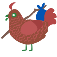 Tomato Soup, a russet and red chicken with a lace pattern