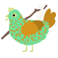 wind, a spring and ochre chicken with a speckle pattern