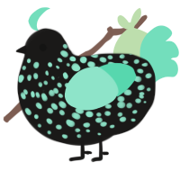 Moonlight Jelly, a sable and mint chicken with a speckle pattern
