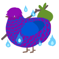 Rizzberry, a plum and ultramarine chicken with a lace pattern
