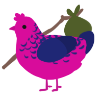 not this one either, a fuchsia and navy chicken with a half-lace pattern
