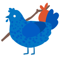 A sapphire and ultramarine chicken with a speckle pattern