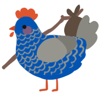 Stormy, a ultramarine and ash chicken with a lace pattern