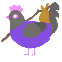 Vino Ravine, a blurple and grey chicken with a head pattern