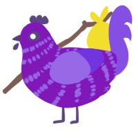 Grape fanta, a violet and blurple chicken with a bar pattern
