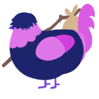 (unnamed), a navy and orchid chicken with a head pattern