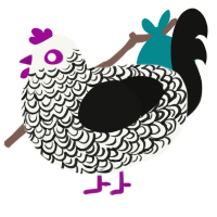 Cake Breakfast, a white and black chicken with a double-lace pattern