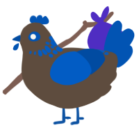 Aberrant, a bark and ultramarine chicken with a neck-speckle pattern