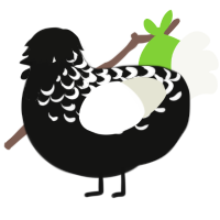 Friend, a black and white chicken with a half-lace pattern