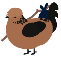Chocolate Bar, a brown and black chicken with a neck-speckle pattern