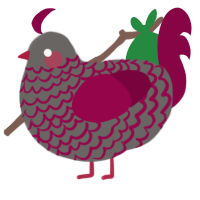 funny, a grey and maroon chicken with a lace pattern