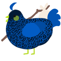 Neon Frion, a tumblr and ultramarine chicken with a double-lace pattern