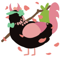 Hydrengea, a black and pink chicken with a neck-speckle pattern