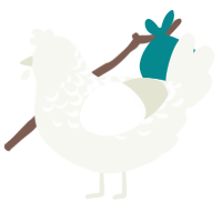 Surfacing, a white chicken with a half-lace pattern