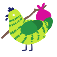 Grass Clippings, a lime and viridian chicken with a bar pattern