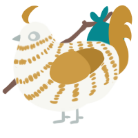 The ArchBishop, a white and gold chicken with a bar pattern