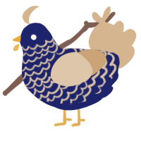 Navy, a navy and beige chicken with a lace pattern