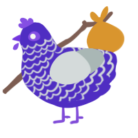 Yam Jam, a indigo and silver chicken with a lace pattern