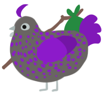 Stipping, a grey and violet chicken with a speckle pattern