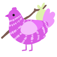Princesa chicle, a orchid and lavender chicken with a bar pattern