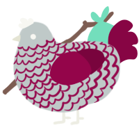 ironically unrainbow, a silver and maroon chicken with a lace pattern