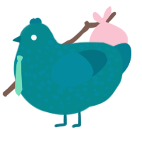 Twintail of Miku, a teal and sea chicken with a speckle pattern