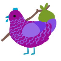 Toxicology, a plum and blurple chicken with a lace pattern