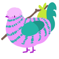 (unnamed), a lavender and turquoise chicken with a bar pattern