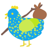 Sour Patch Chicks, a sky and lime chicken with a speckle pattern