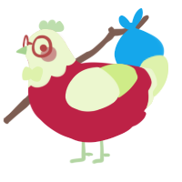 Inverse Apple, a crimson and apple chicken with a head pattern