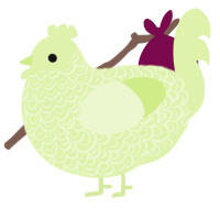 rind, a apple chicken with a double-lace pattern