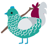 milk drinker, a turquoise and mist chicken with a lace pattern