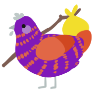 Yam Casserole, a violet and vermilion chicken with a bar pattern