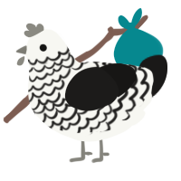 Shūji, a white and sable chicken with a lace pattern