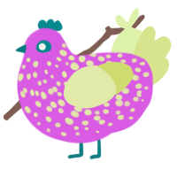 Mad Neon, a orchid and lemon chicken with a speckle pattern
