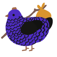 Dusk, a indigo and black chicken with a lace pattern