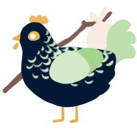 Chaia, a tumblr and gluppy chicken with a half-lace pattern