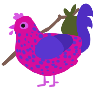 (unnamed), a fuchsia and indigo chicken with a speckle pattern