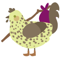 Johann, a lemon and grey chicken with a speckle pattern