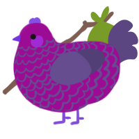 Rasin in Training, a plum and overcast chicken with a lace pattern