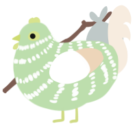 Alysha, a gluppy and cream chicken with a bar pattern