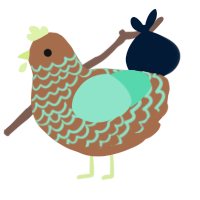 Minty Mustard, a brown and mint chicken with a lace pattern