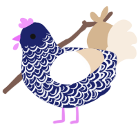 bon iver, a navy and cream chicken with a double-lace pattern