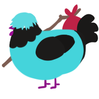 Azuree, a aqua and sable chicken with a head pattern