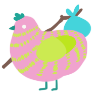 lima beanz, a pink and lime chicken with a bar pattern