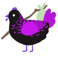 Lotharia, a sable and amethyst chicken with a half-lace pattern