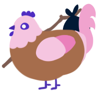 strawberry icing, a brown and pink chicken with a head pattern
