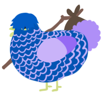 Candy Floss, a ultramarine and lilac chicken with a lace pattern